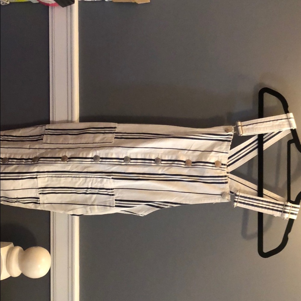 Navy & White Overall Dress